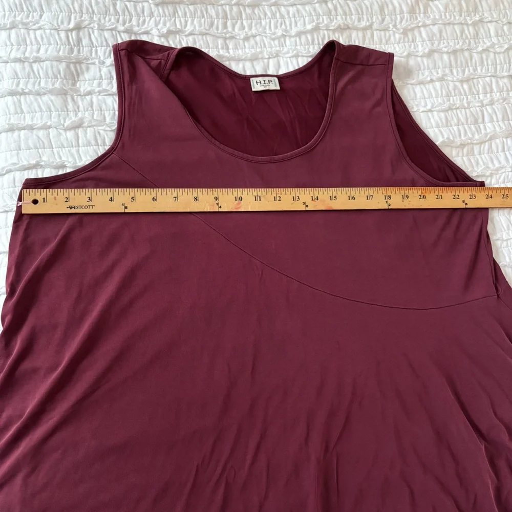 H.I.P. HIP Women's Size 3X Top Tunic Sleeveless Tank Asymmetric Burgundy - Picture 7 of 11